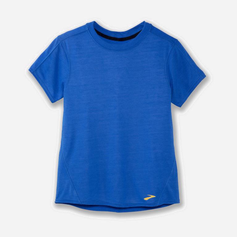Brooks Distance Israel - Women's Short Sleeve Running Shirt - Blue Bolt (43068-FZSA)